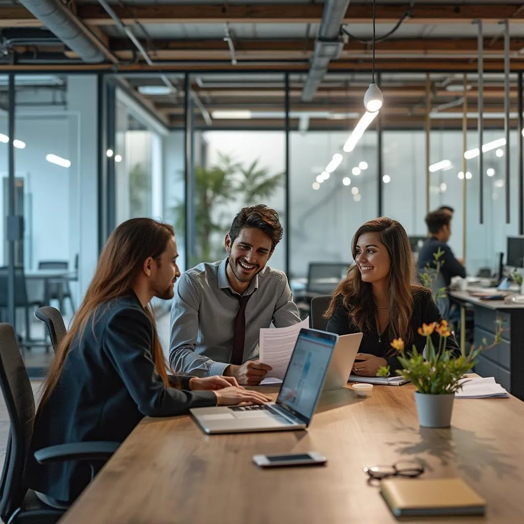 Equipo consultores trabajo colaborativo oficina